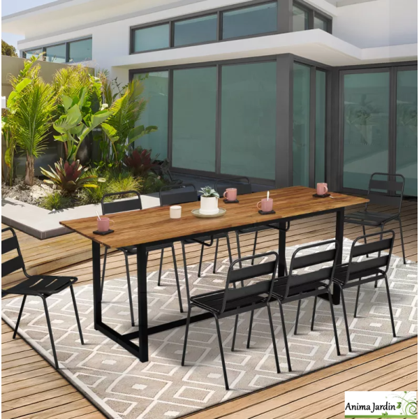 Table de jardin extensible Acacia, 8 personnes