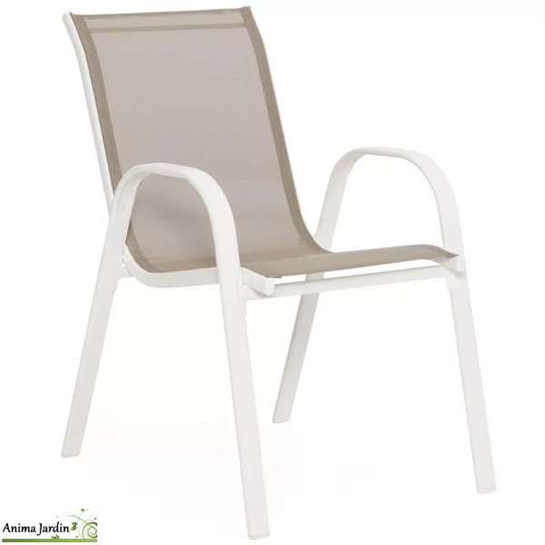 Lot de 4 chaises de jardin Giulia en métal Blanc/Beige