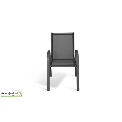 Salon de jardin Minorca en acier avec chaises, Gris anthracite, 6 personnes