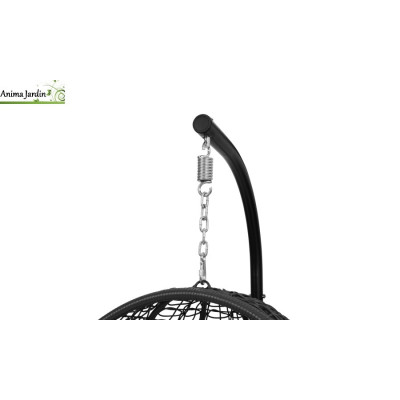 Fauteuil de jardin suspendu en rotin gris avec coussin