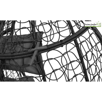 Fauteuil de jardin suspendu en rotin gris avec coussin