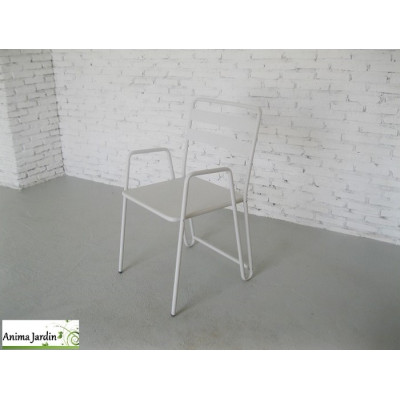 Lot de 2 chaises de jardin en métal blanc, Delorm
