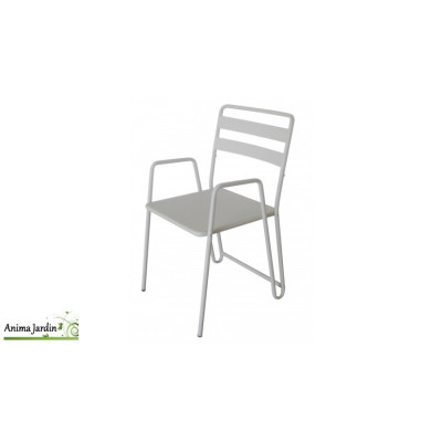 Lot de 2 chaises de jardin en métal blanc, Delorm