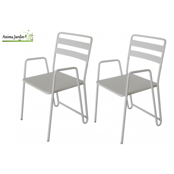 Lot de 2 fauteuils de jardin BMI en métal blanc, Delorm