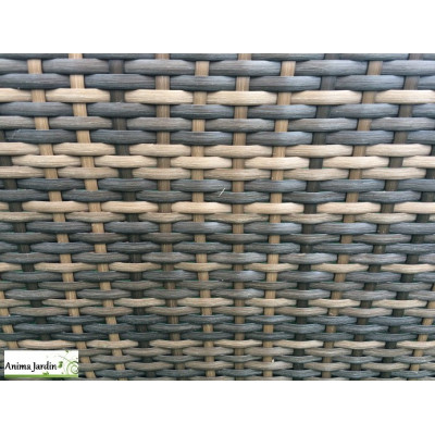 Salon de jardin Copacabana en résine tressée chocolat, 5 places, Delorm