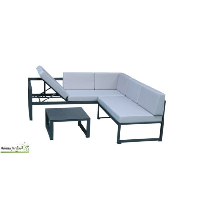 Salon de jardin d'angle Relax en aluminium gris, 5 places, Delorm