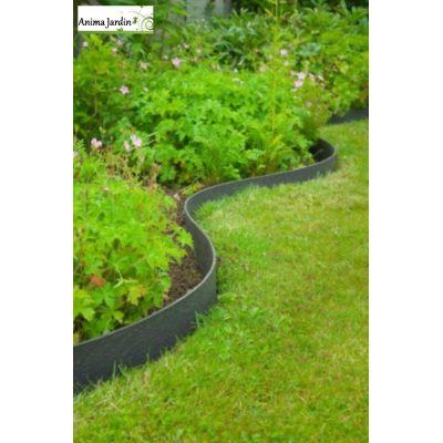 Bordure de jardin noir avec surface texturée, bordure semi-flexible