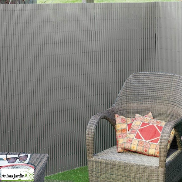 Canisse en PVC double-face 1500 g/m² gris, Occultation 100%