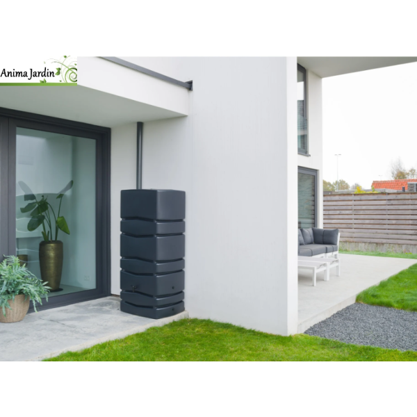 Récupérateur d'eau de pluie murale anthracite, 450L/650L