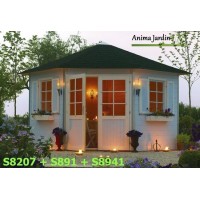 Abri de jardin d'angle, 28mm, solid, NANCY-S8207, pyramid, kiosque