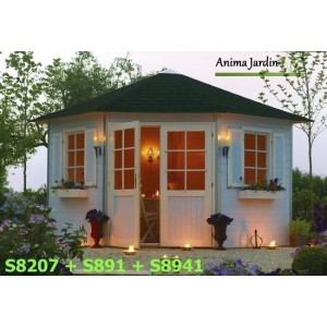 Abri de jardin d'angle, 28mm, solid, NANCY-S8207, pyramid, kiosque