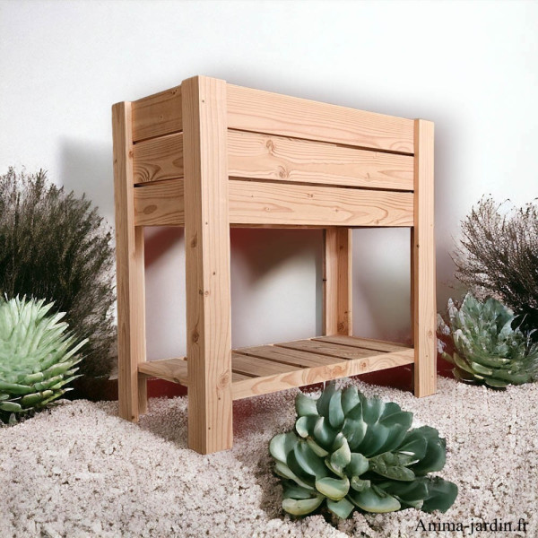 Carré potager sur pieds, en bois douglas, L.80 x 40 x H.80 cm, Le Livet