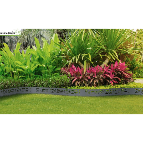 Lot de 5 bordures de jardin gris anthracite ajouré, 5 m