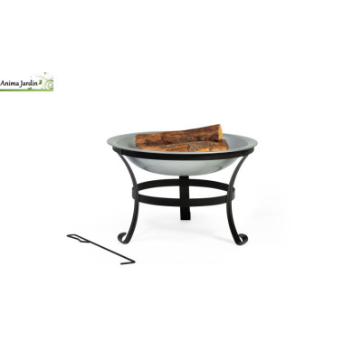 Brasero rond à bois avec couvercle gris, Diego