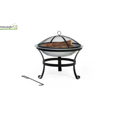Brasero rond à bois avec couvercle gris, Diego