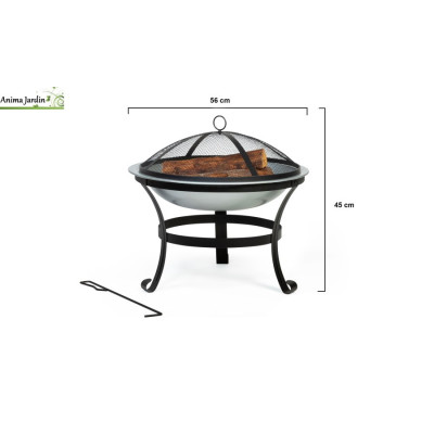 Brasero rond à bois avec couvercle gris, Diego
