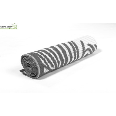 Tapis décoratif pour extérieur Hawai feuillage, Gris/Blanc