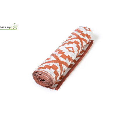 Tapis décoratif pour extérieur Vahine, Terracotta/Blanc