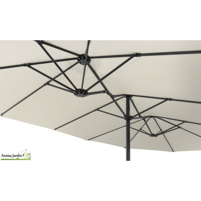 Parasol double XXL crème V2, 450x260 cm