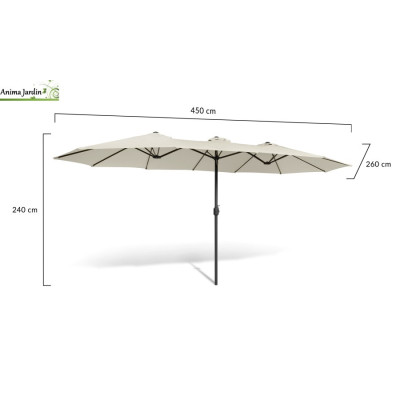 Parasol double XXL crème V2, 450x260 cm