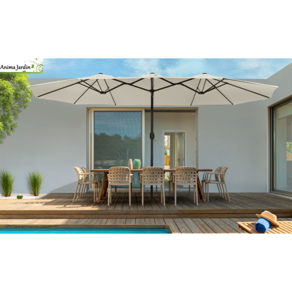 Parasol double XXL crème V2, 450x260 cm