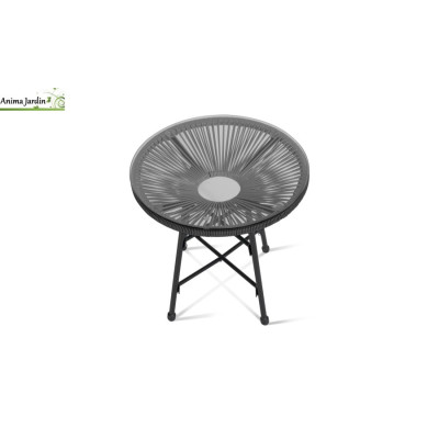 Salon de jardin œuf Ibiza en cordage noir, 2 personnes