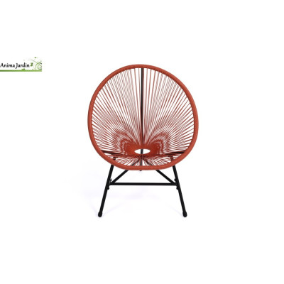 Salon de jardin œuf Ibiza en cordage terracotta, 2 personnes