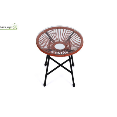 Salon de jardin œuf Ibiza en cordage terracotta, 2 personnes