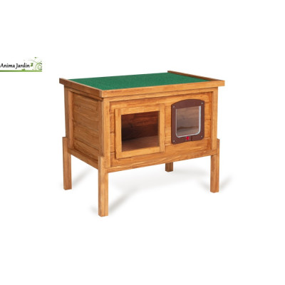 Niche extérieure autochauffante en bois pour chat