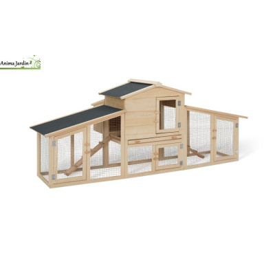 Poulailler clapier XXL avec pondoir en bois, Poulamax