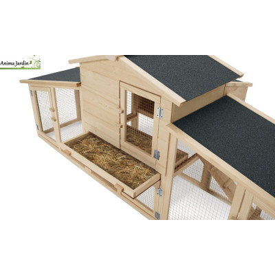 Poulailler clapier XXL avec pondoir en bois, Poulamax