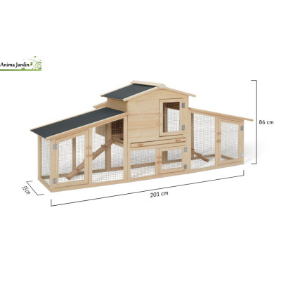 Poulailler clapier XXL avec pondoir en bois, Poulamax