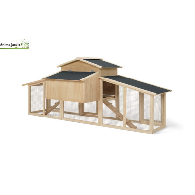 Poulailler clapier XXL avec pondoir en bois, Poulamax