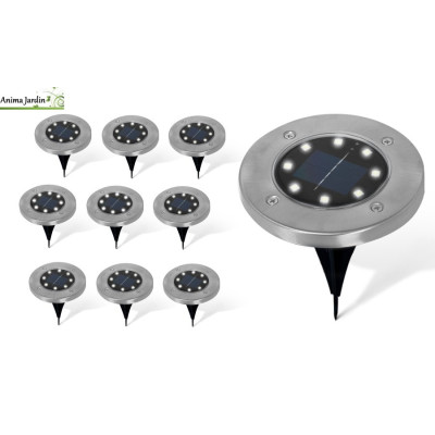 Lot de 10 balises solaire ronde, éclairage extérieur Lisa
