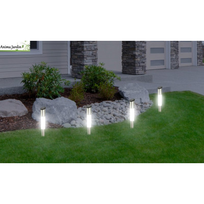 Lot de 4 bornes solaire, éclairage extérieur, Stick