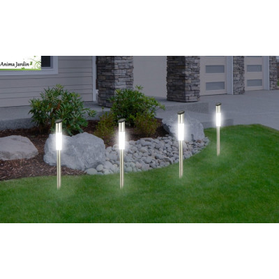 Lot de 4 bornes solaire, éclairage extérieur, Stick