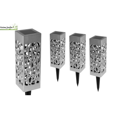 Lot de 4 lampes solaire, éclairage extérieur, Mona Silver