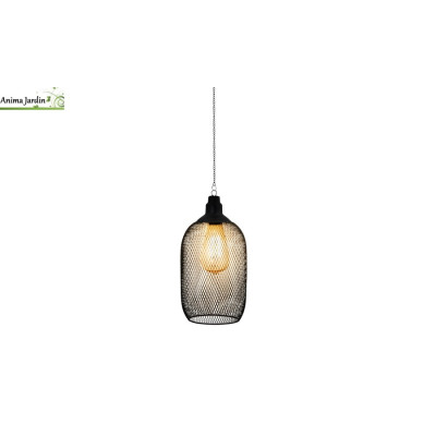 Lampe solaire filaire métal noir, diam.15 cm, Eva