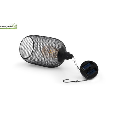 Lampe solaire filaire métal noir, diam.15 cm, Eva