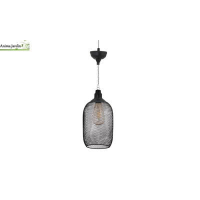 Lampe solaire filaire métal noir, diam.15 cm, Eva