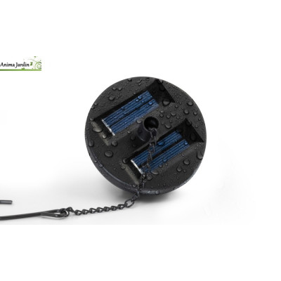 Lampe solaire filaire métal noir, diam.15 cm, Eva