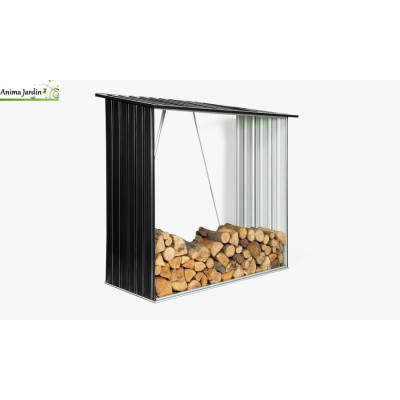 Bûcher en métal gris anthracite, 2m², abri bûches Stox