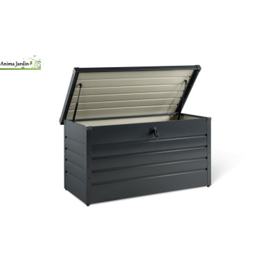 Coffre de rangement en métal 350L gris anthracite, rangement extérieur