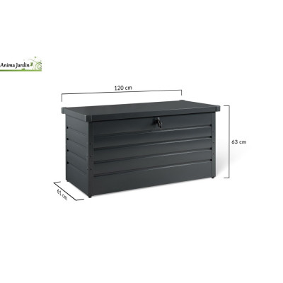 Coffre de rangement en métal 350L gris anthracite, rangement extérieur