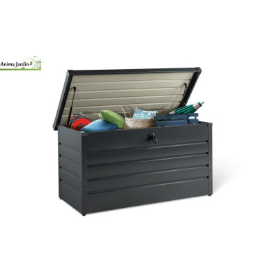 Coffre de rangement en métal 350L gris anthracite, rangement extérieur