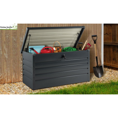 Coffre de rangement en métal 350L gris anthracite, rangement extérieur
