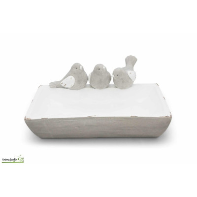 Bain/mangeoire pour oiseau rectangulaire en céramique