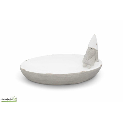 Bain/mangeoire pour oiseau ovale en céramique, Déco lutin