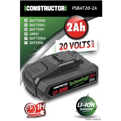 Batterie Lithium 20 V 2Ah, pour outils gamme PowerShared, Constructor