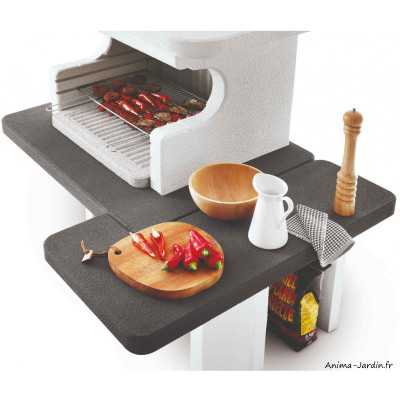 Barbecue en pierre, Mauritius, barbecue avec hotte et étagère, Palazzetti